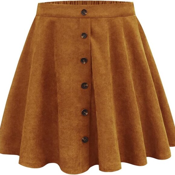 Dresses & Skirts - Women Plus Size Mini Skirts Stretchy Hidden Zipper Swing A Line Corduroy Leather
